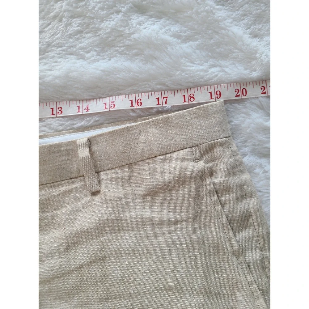 JOE Joseph Abboud Mens Beige 100% Linen Flat Front Trousers Pants 38R SU2SNS-F01